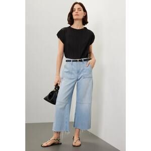 LE JEAN Utility Soft Barrel Jeans High Rise Curved Wide Leg Sz 24